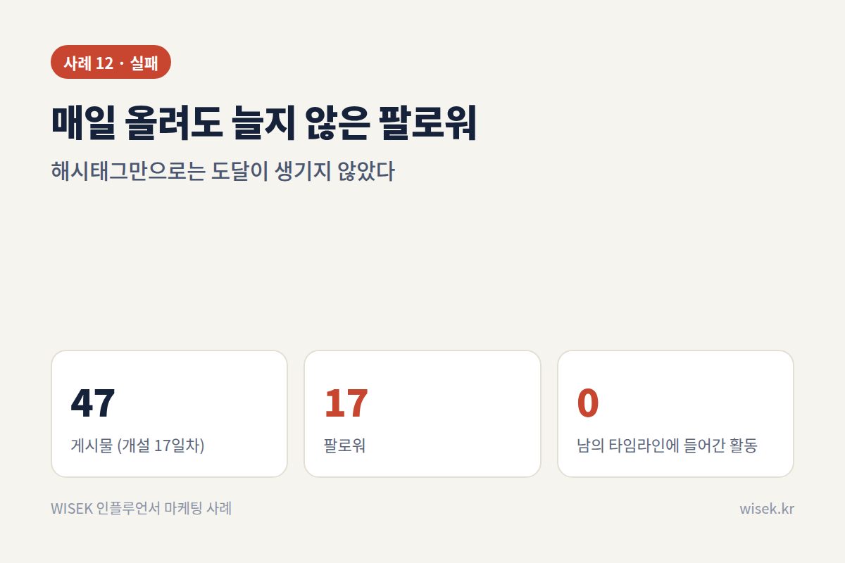 사례 12 자사 계정 게시물 수와 팔로워