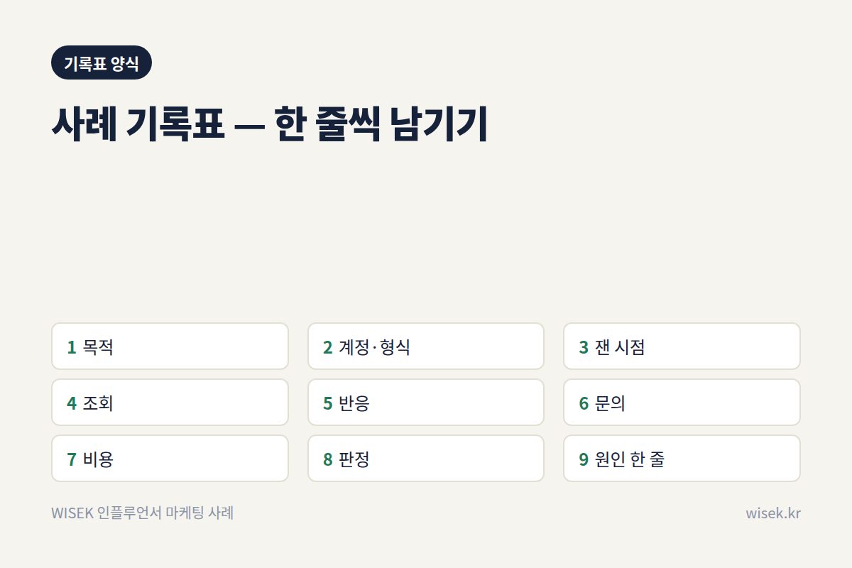 인플루언서 마케팅 사례 기록표 양식