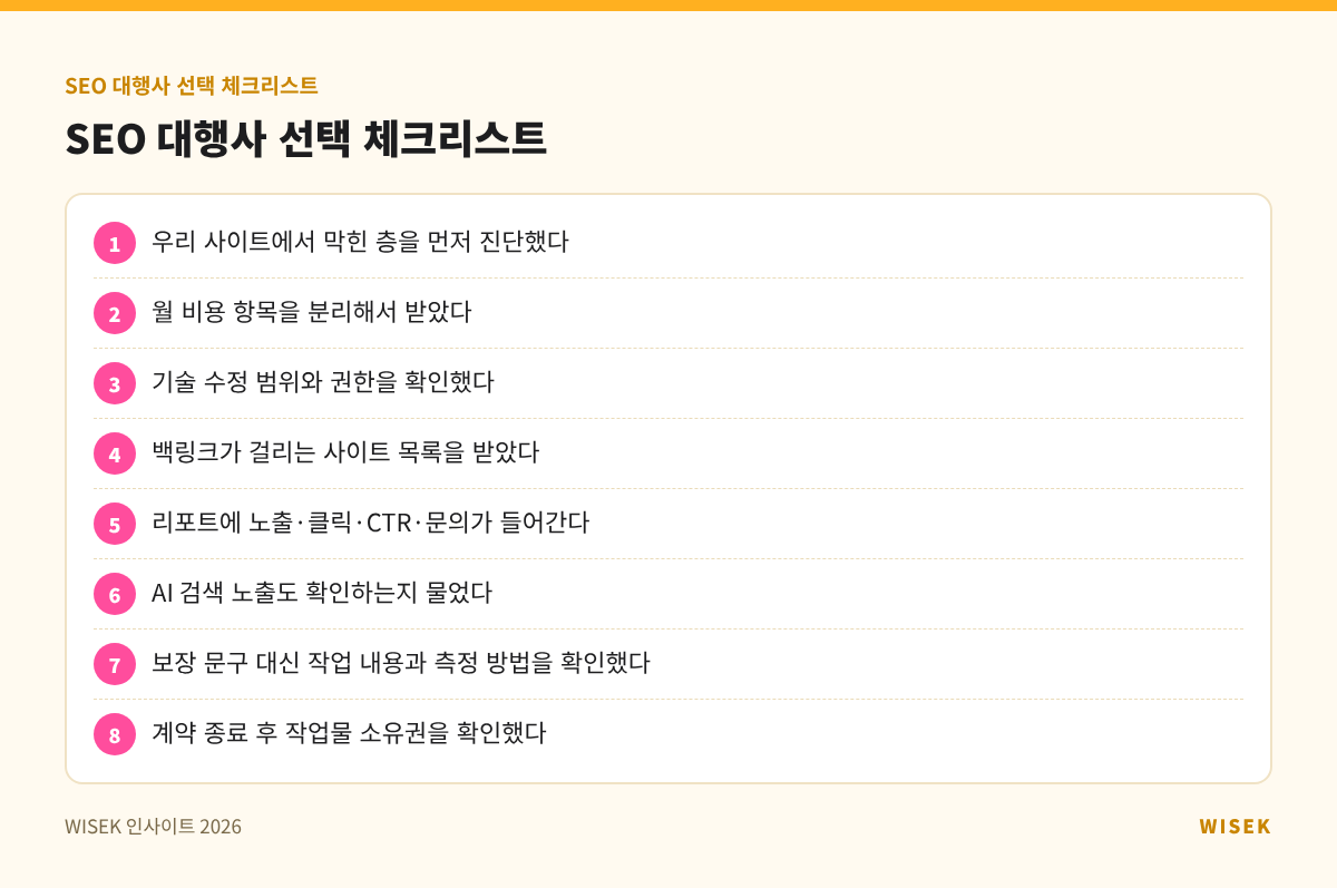 SEO 대행사 선택 체크리스트