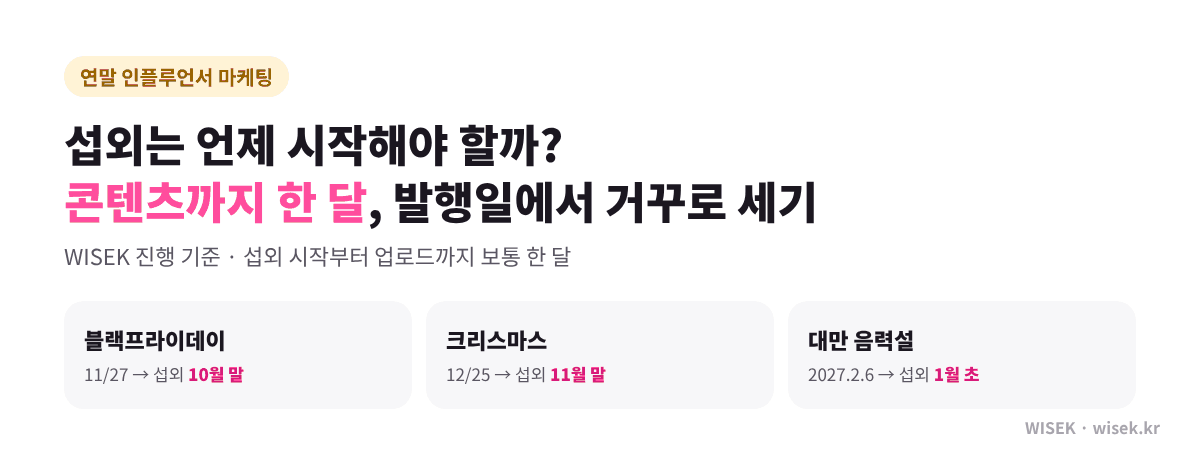 연말 인플루언서 마케팅 섭외 일정표 표지